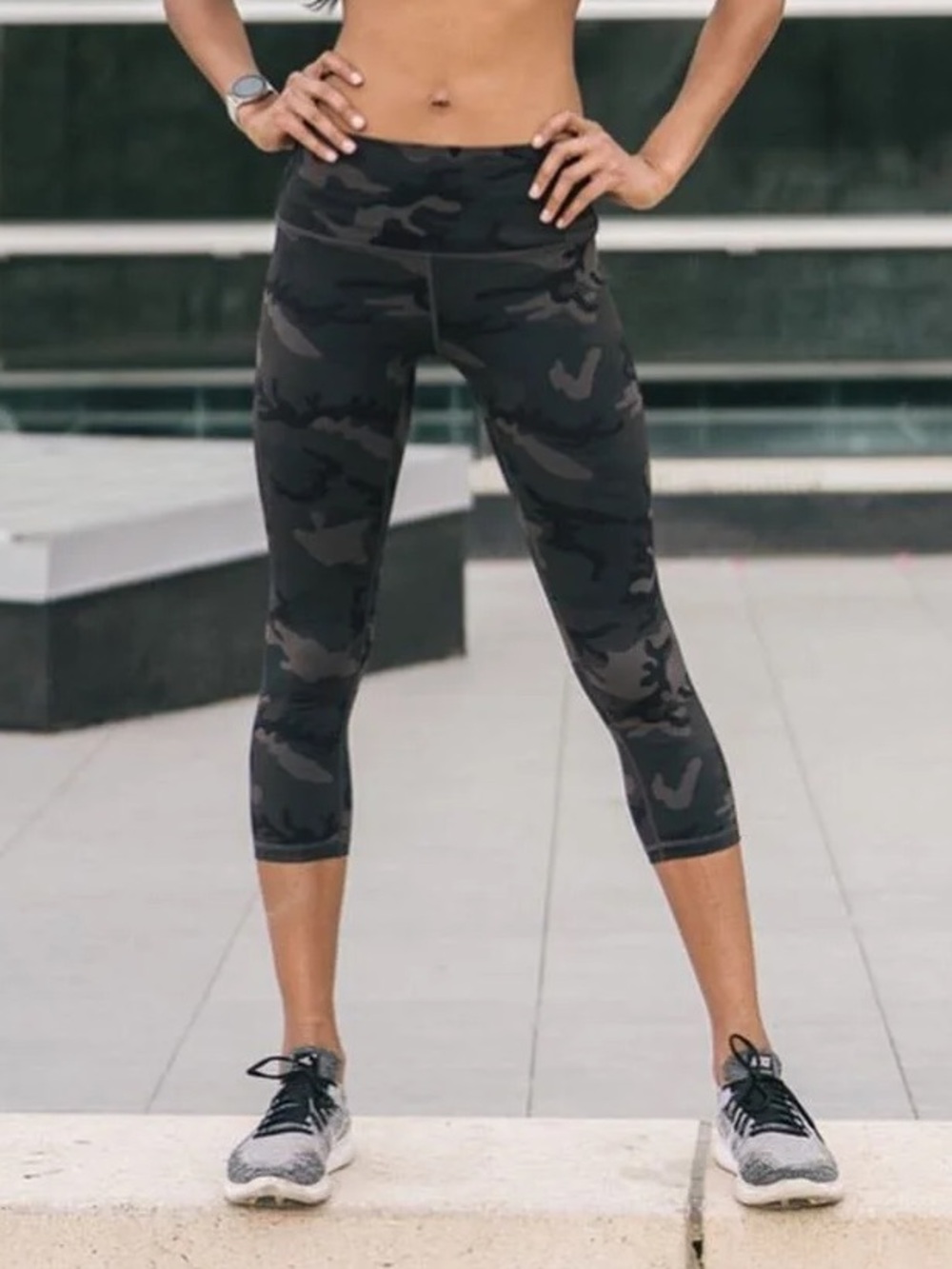ZYIA | Black Camo High-Rise Capri Leggings